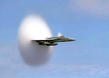 An F18 breaking the sound barrier